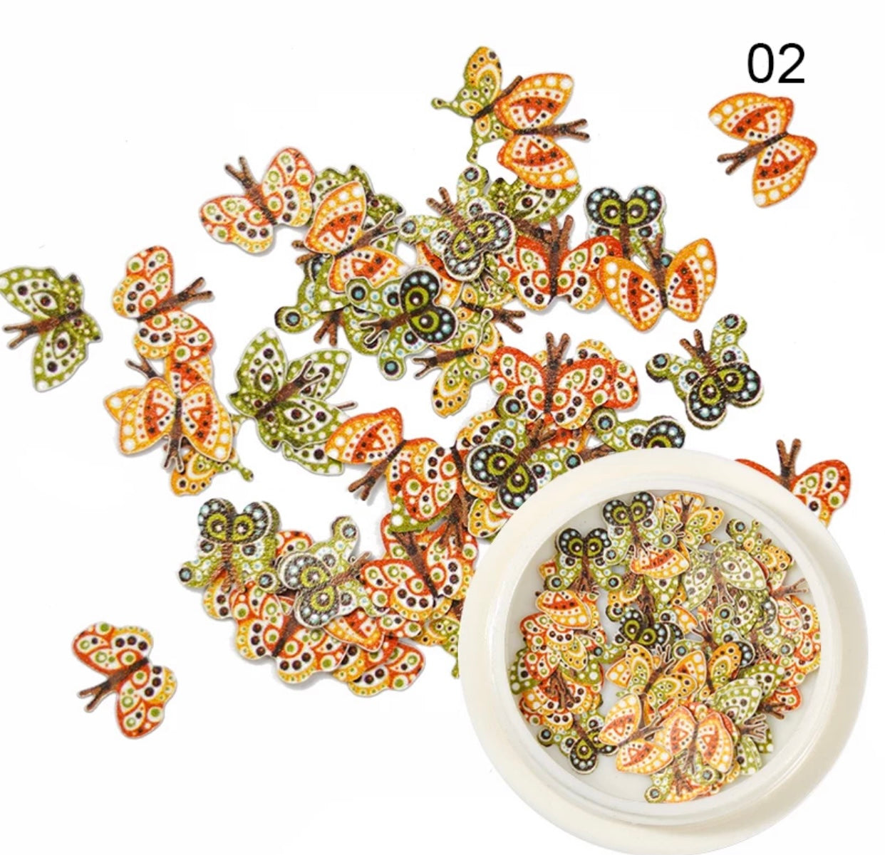 Leaves and butterflies nail art decoration