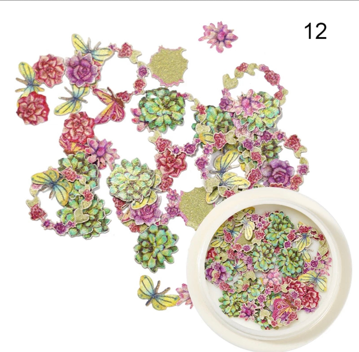 Leaves and butterflies nail art decoration