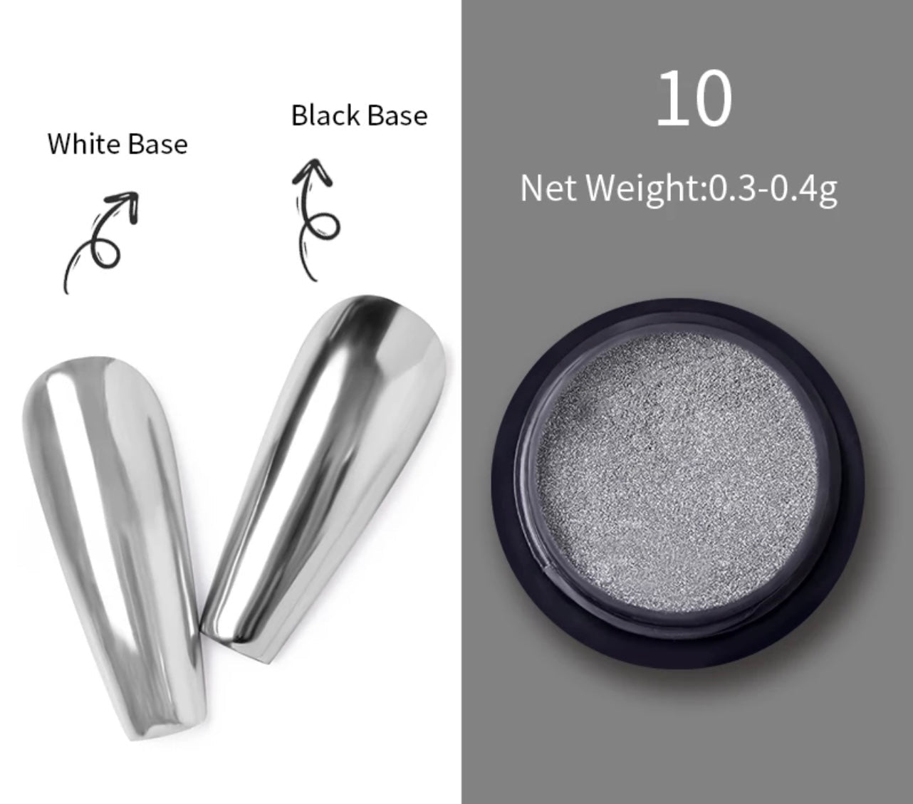 Chrome powder nail art