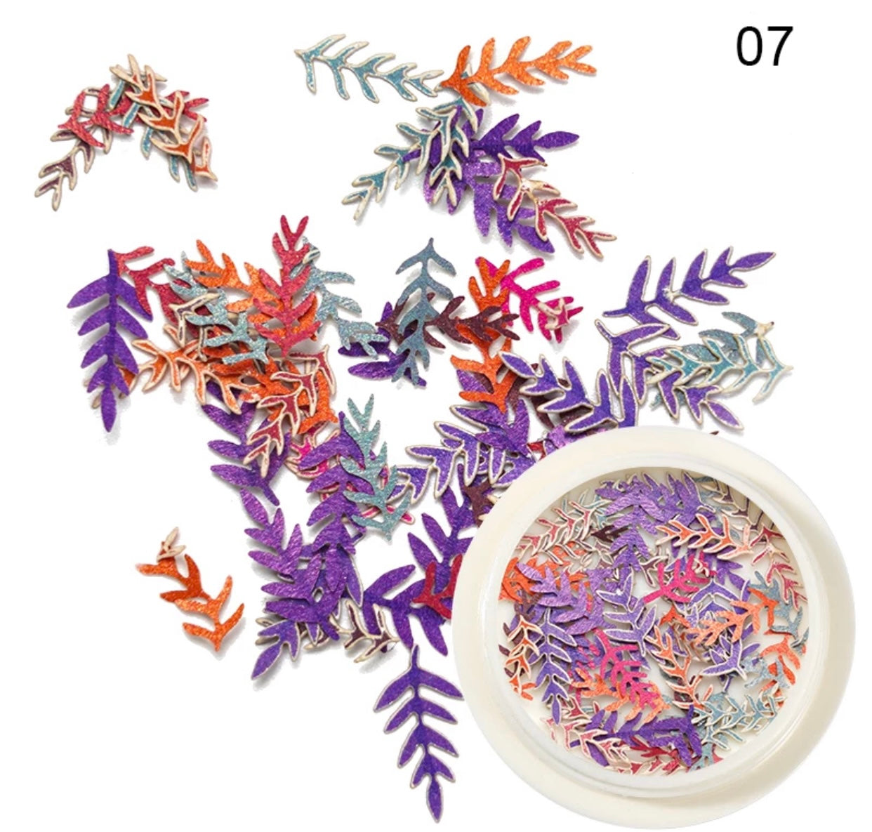 Leaves and butterflies nail art decoration