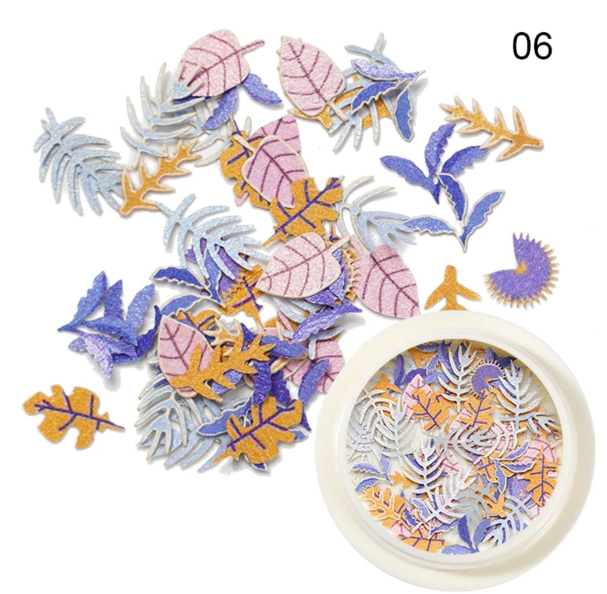 Leaves and butterflies nail art decoration