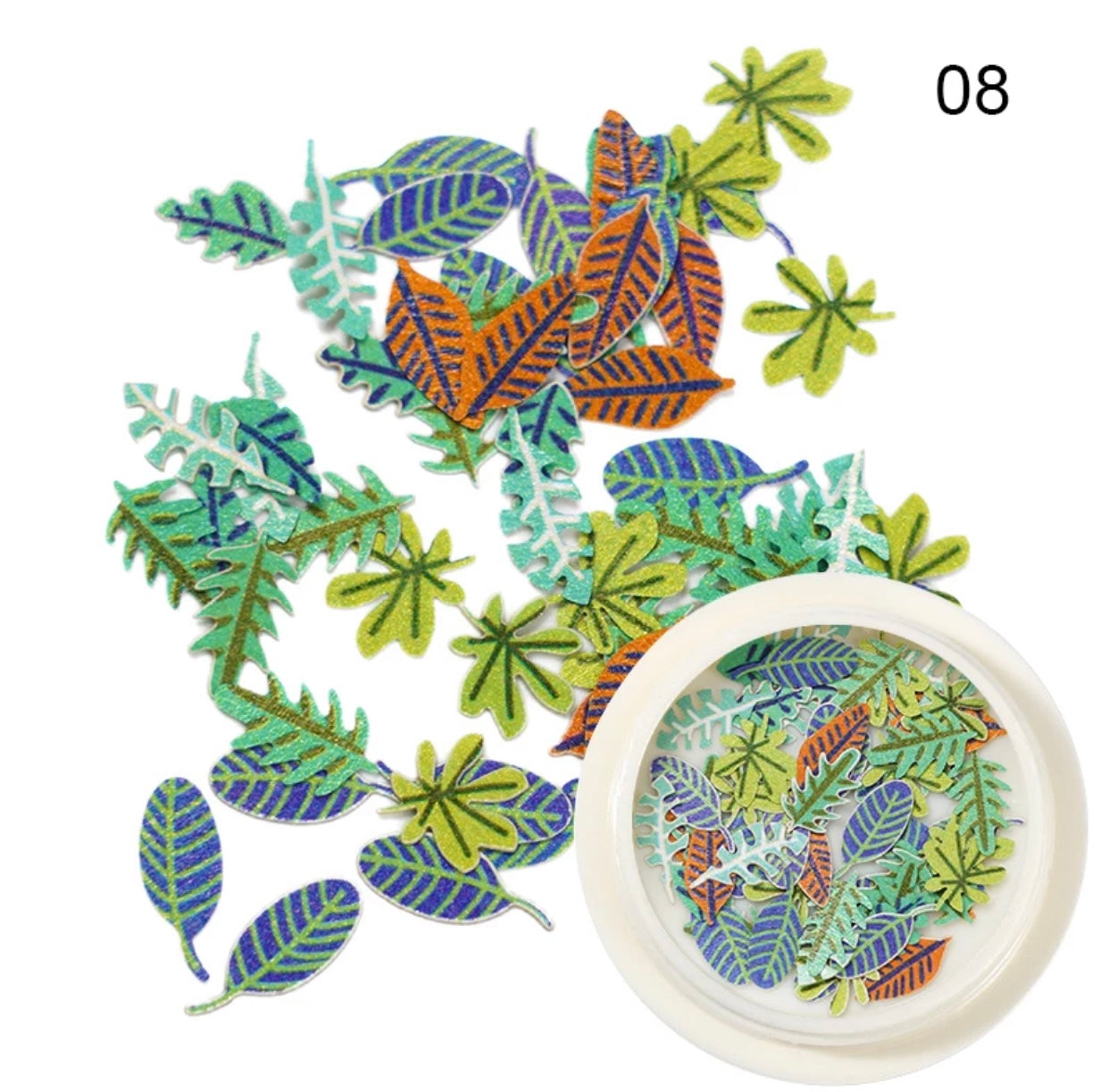 Leaves and butterflies nail art decoration
