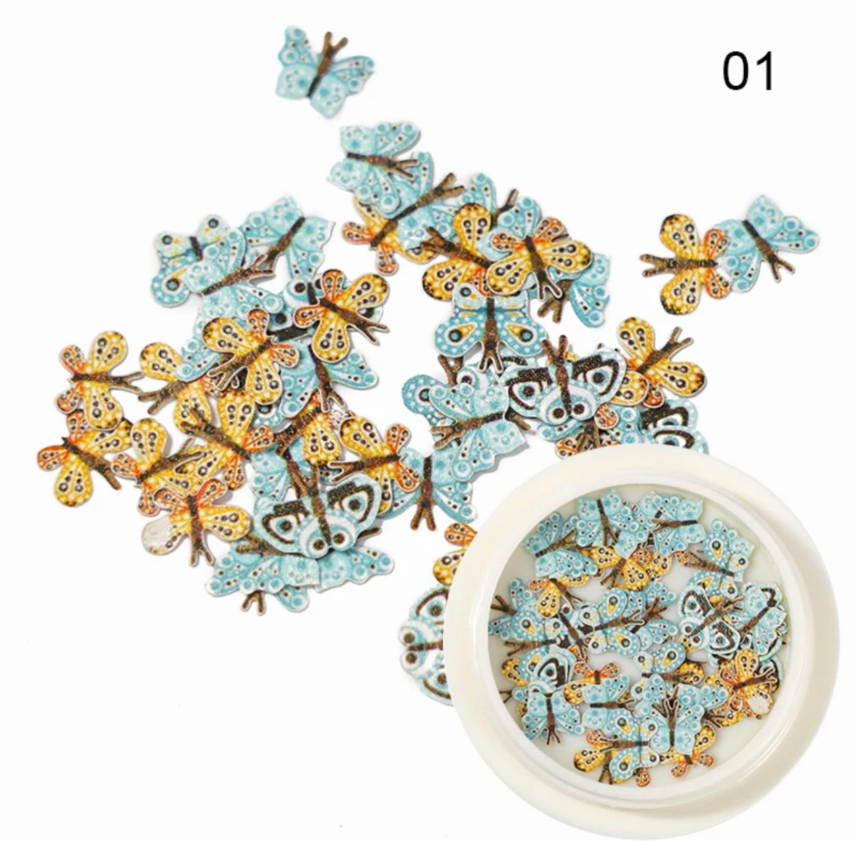 Leaves and butterflies nail art decoration