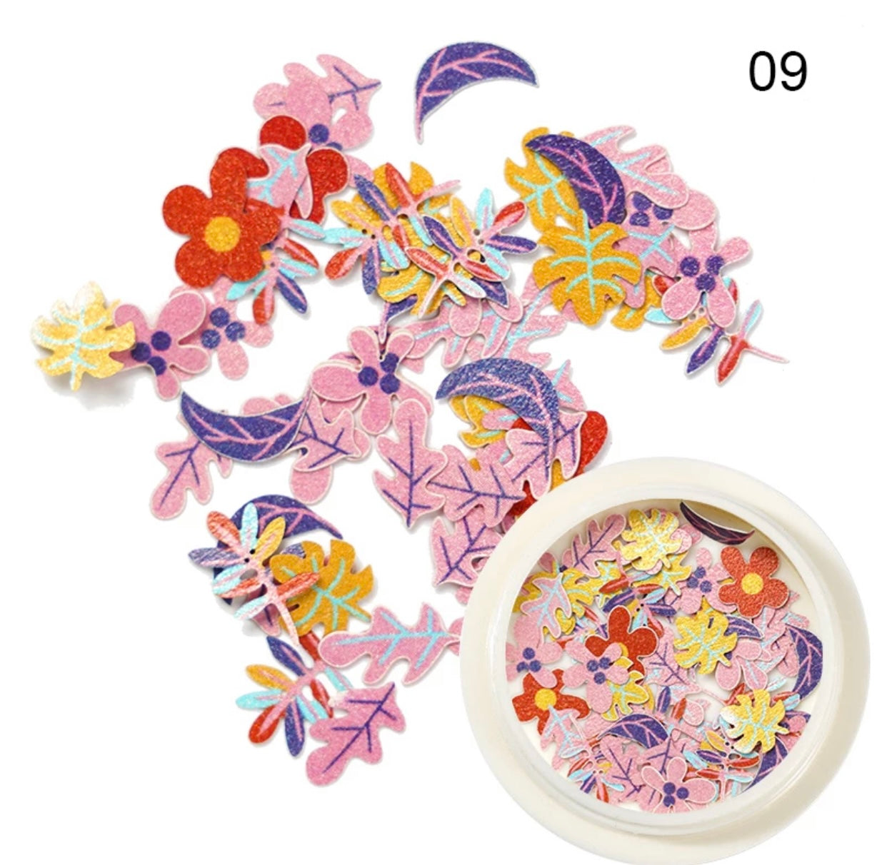 Leaves and butterflies nail art decoration