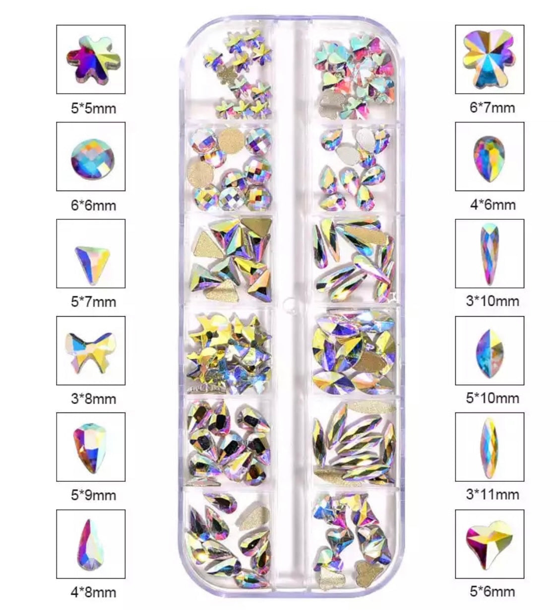 120 pcs Box AB Rhinestones Shaped Crystals
