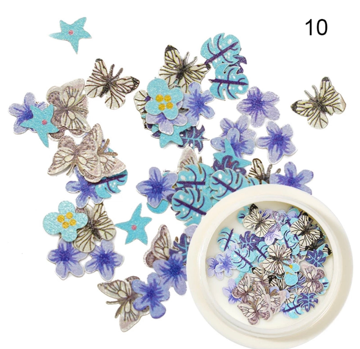 Leaves and butterflies nail art decoration