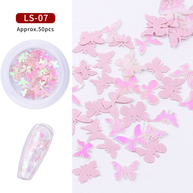 Colorful Butterfly Nail Sequins 3d Holographic Wood pulp