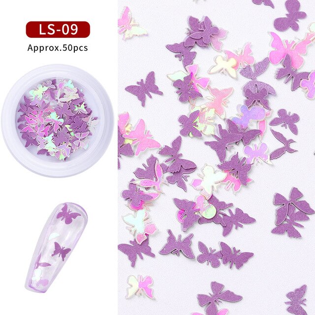 Colorful Butterfly Nail Sequins 3d Holographic Wood pulp