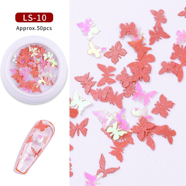Colorful Butterfly Nail Sequins 3d Holographic Wood pulp