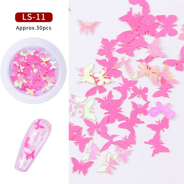 Colorful Butterfly Nail Sequins 3d Holographic Wood pulp