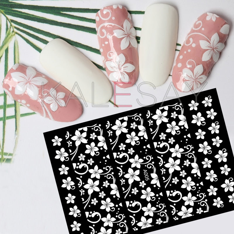 3D White Flower Nail Sticker