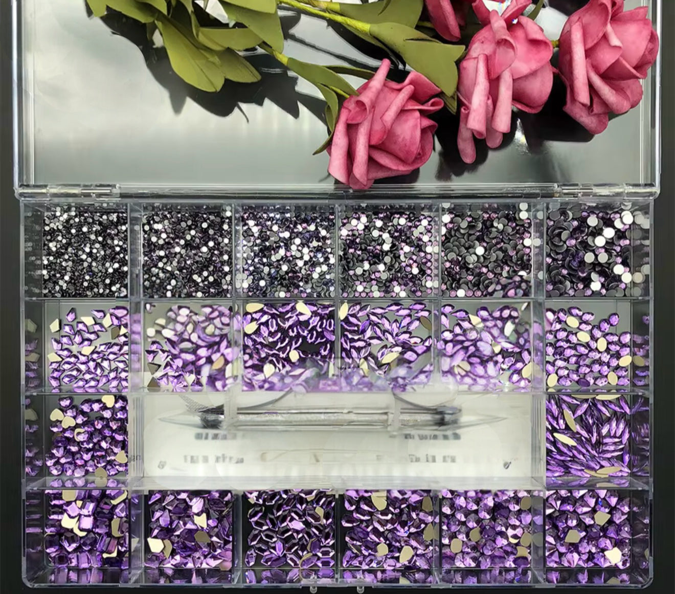 2100 pieces Multi shape glass crystal stone box