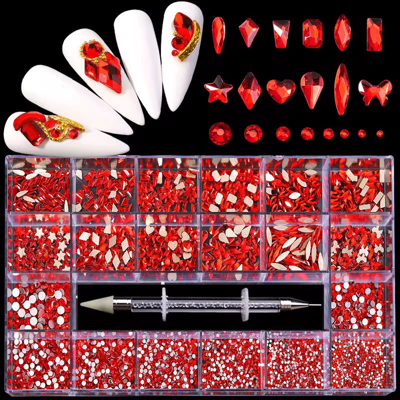 2100 pieces Multi shape glass crystal stone box