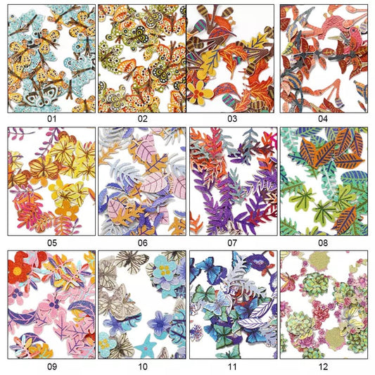 Leaves and butterflies nail art decoration