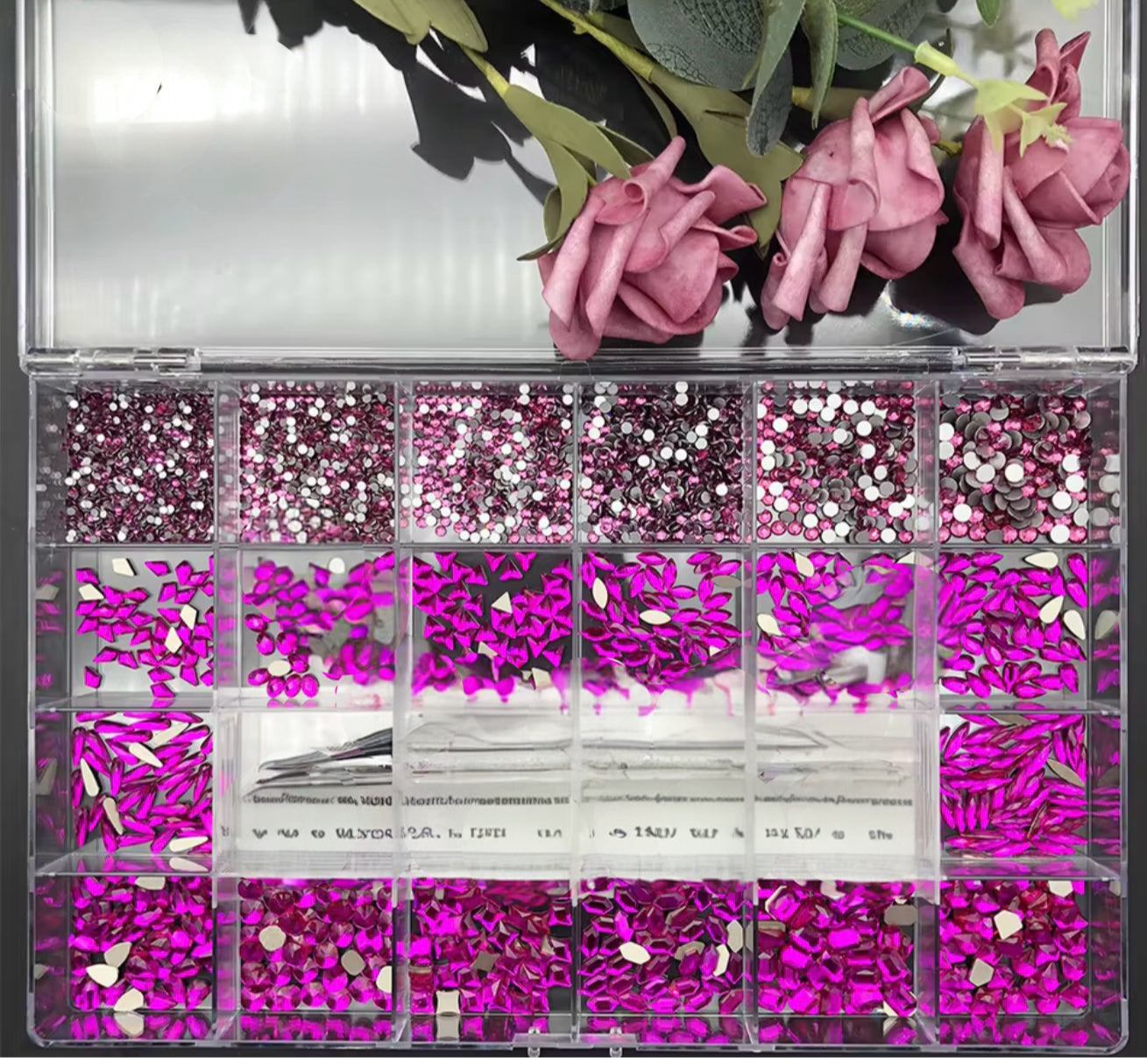 2100 pieces Multi shape glass crystal stone box