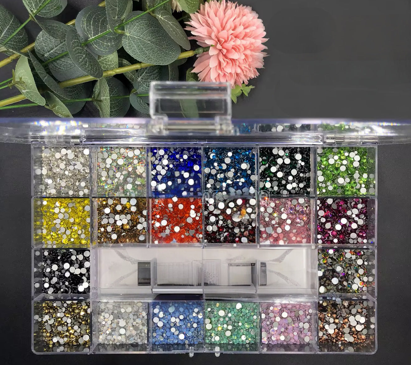 2100 pieces Multi shape glass crystal stone box