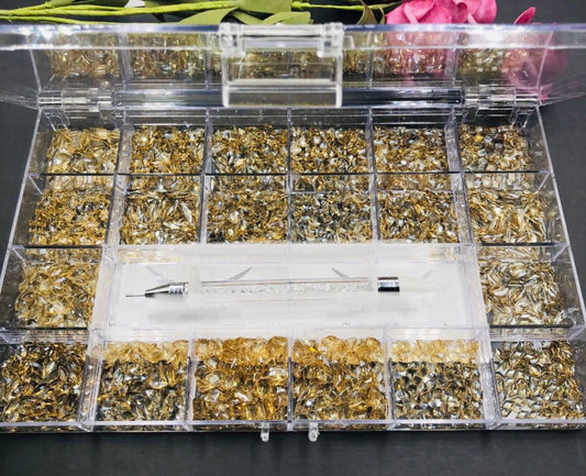 Glass Crystal Clear Golden champagne Rhinestones Box 2100 pcs