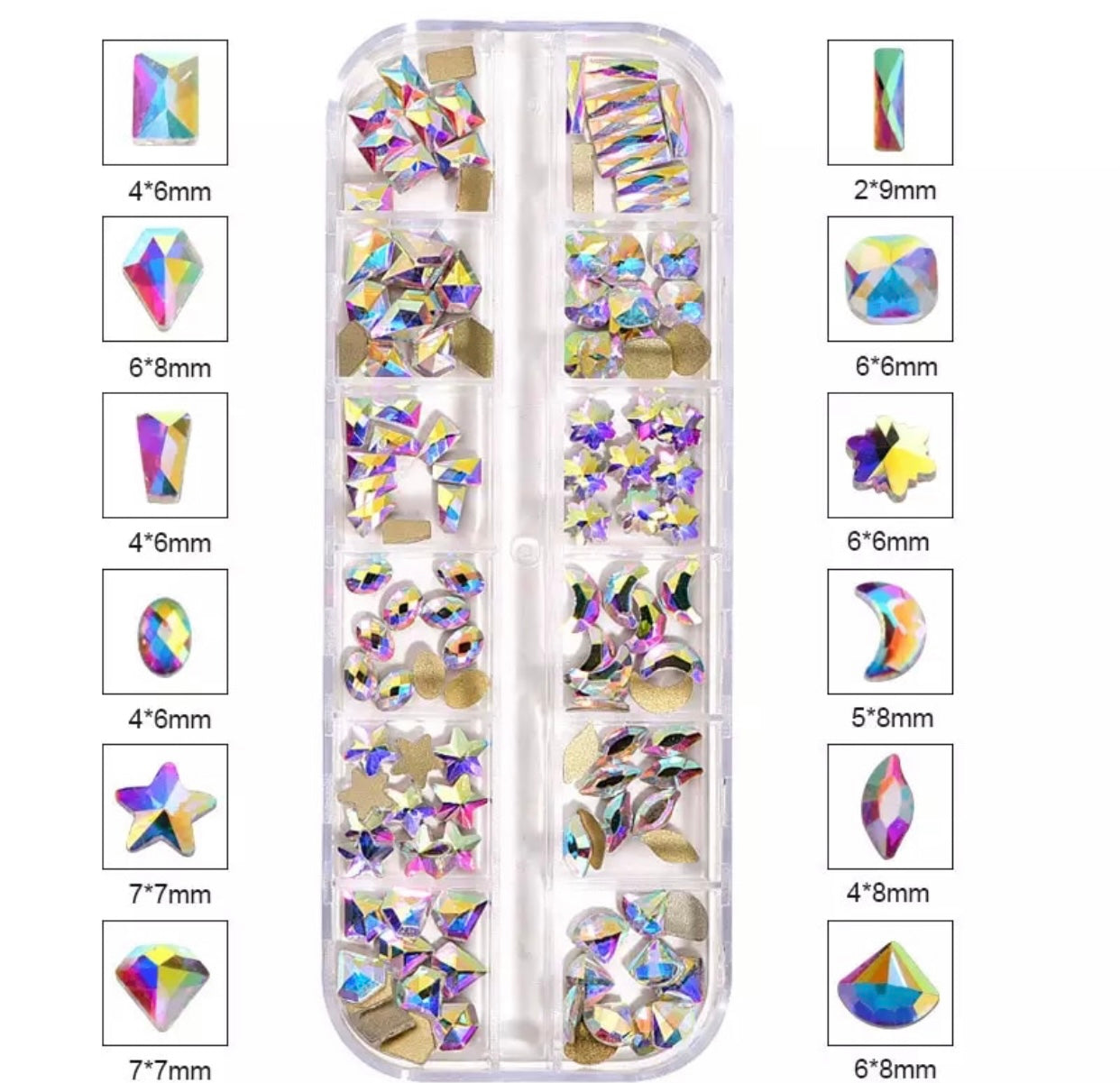 120 pcs Box AB Rhinestones Shaped Crystals