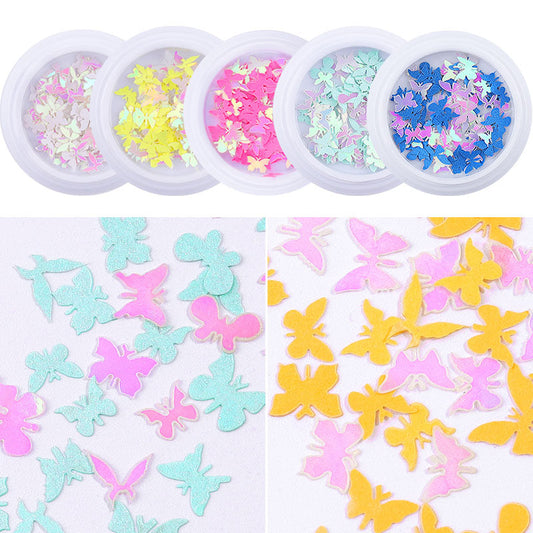 Colorful Butterfly Nail Sequins 3d Holographic Wood pulp